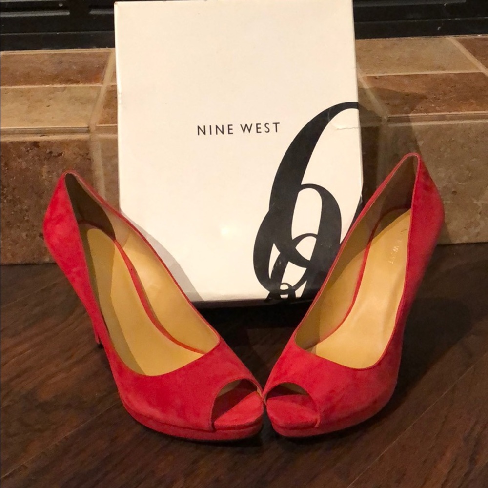 Never worn Red peep toe heels
